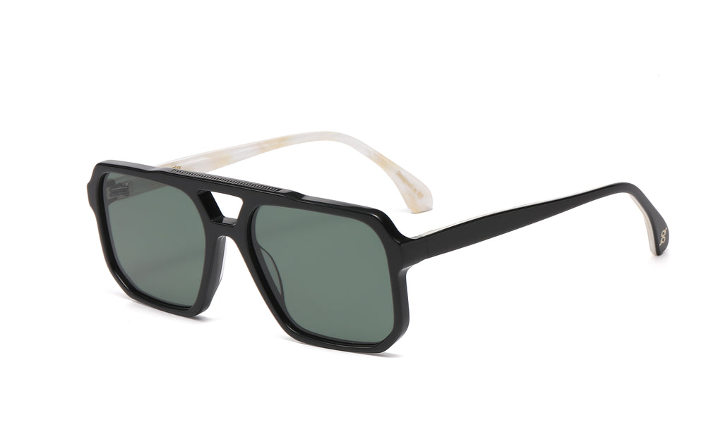 Anchorage Sunglasses | Black with Green Lens