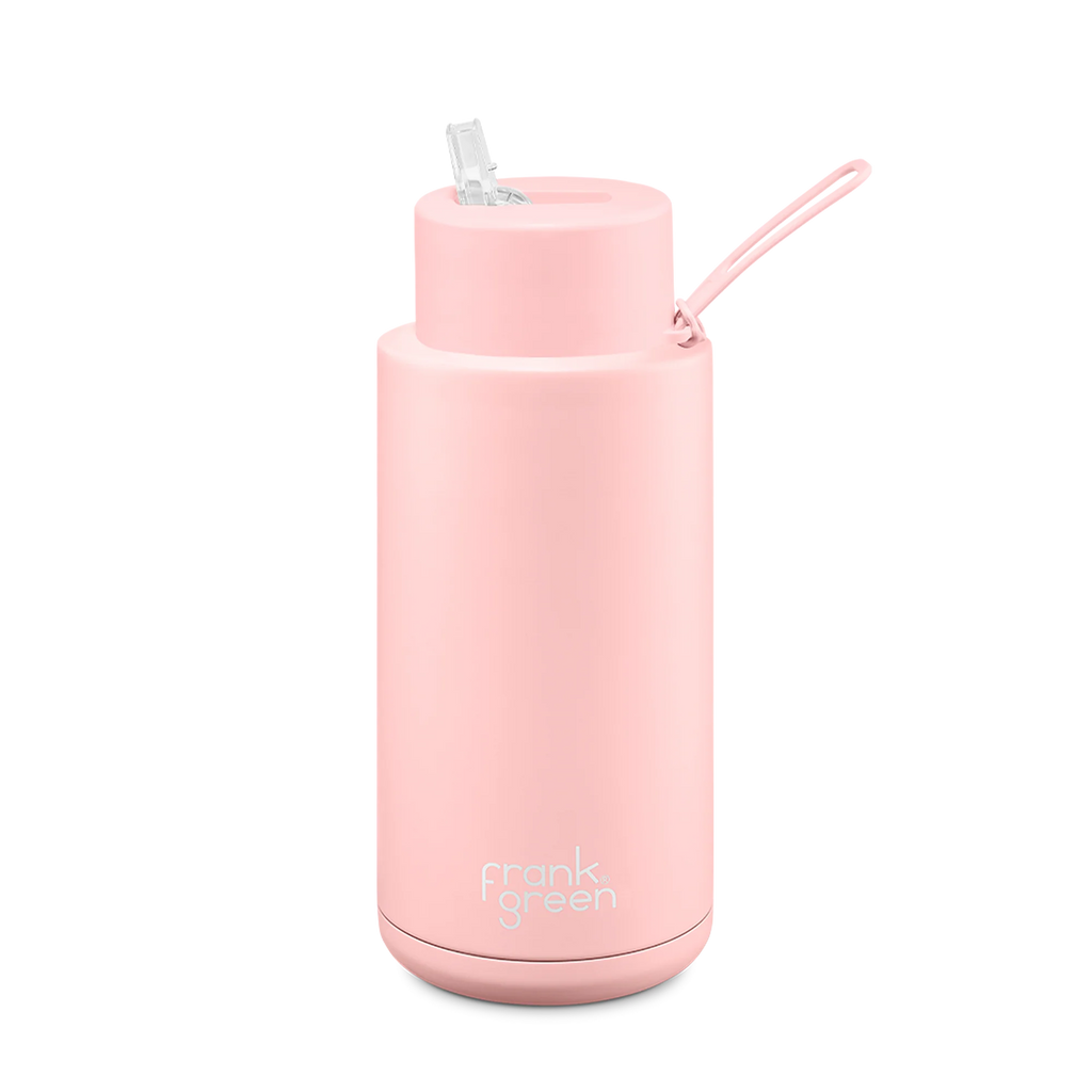 34oz/1000ml Ceramic Reuseable Bottle with Straw Lid | Blushed