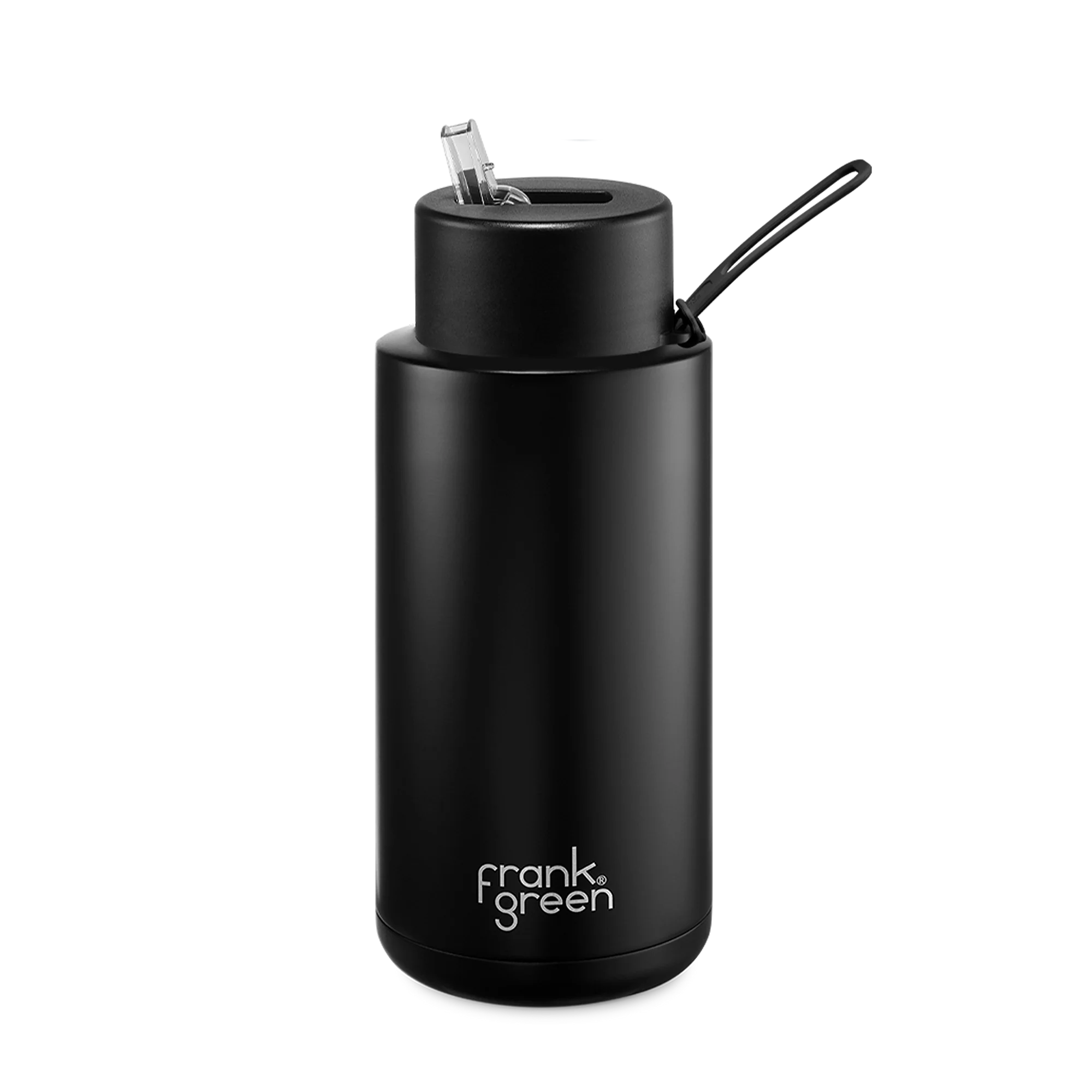 34oz/1000ml Ceramic Reuseable Bottle with Straw Lid | Midnight Black