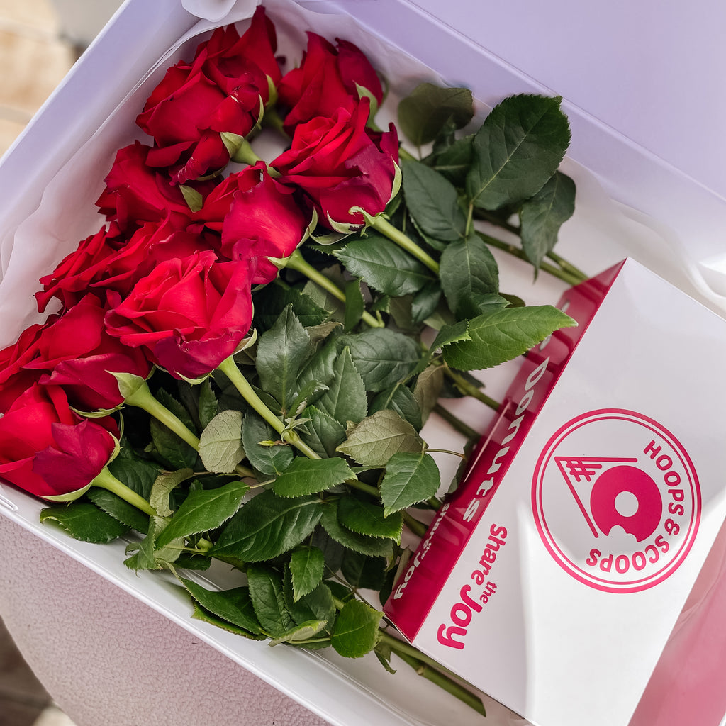 Red Roses & Donuts Valentines Day Wednesday 14th of February Only