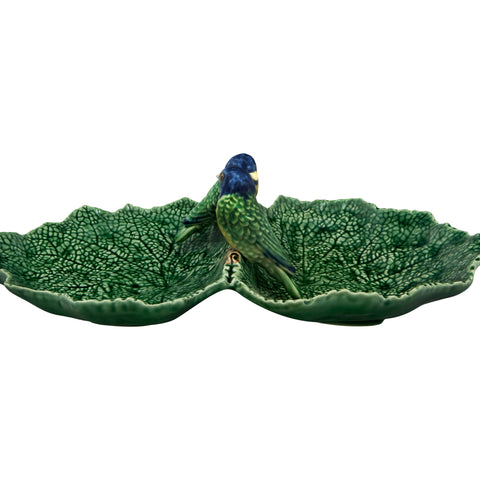 Double Leaf Plate with Blue Birds