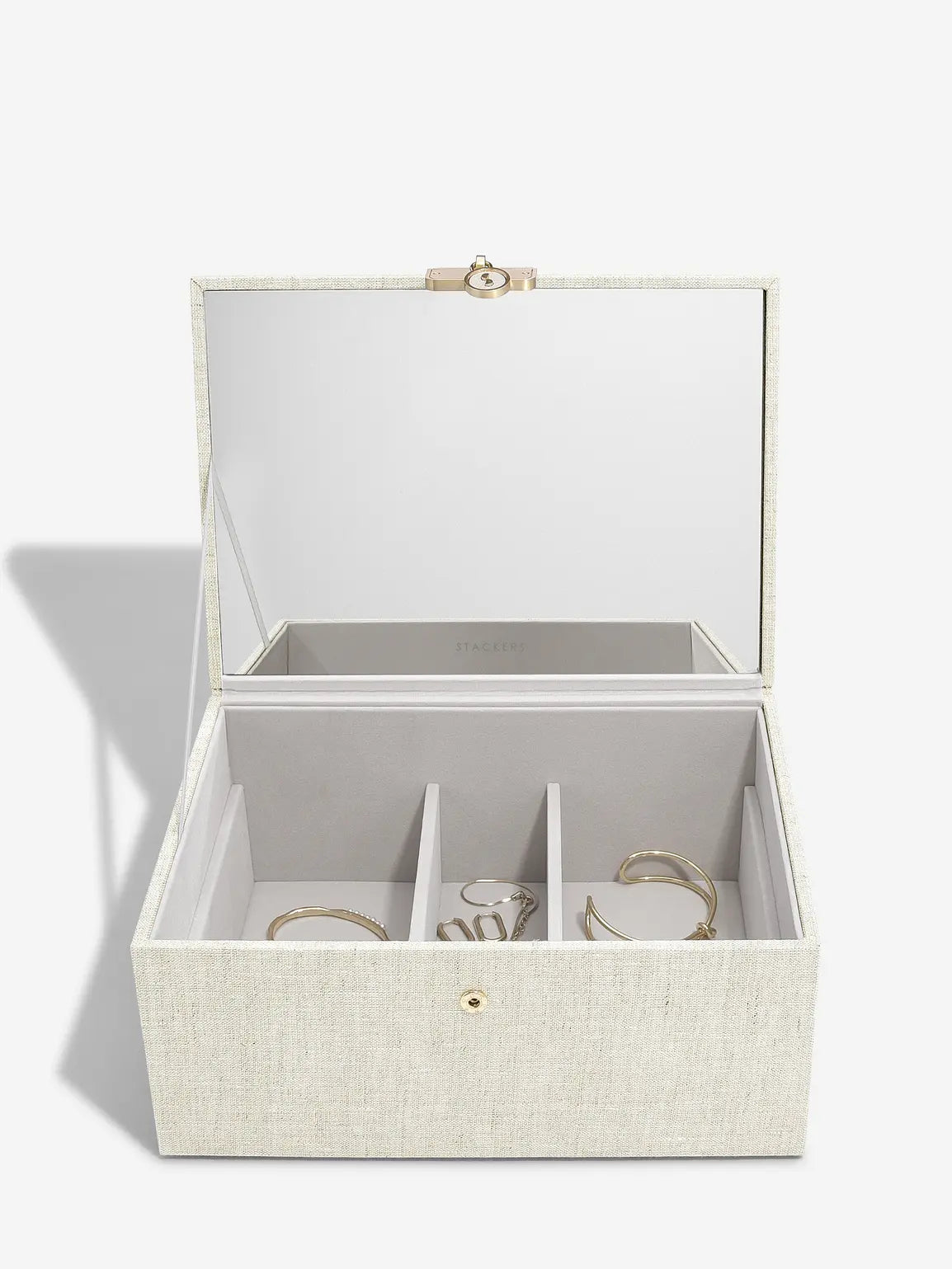 Luxury Classic Jewellery Box | Oatmeal & Linen