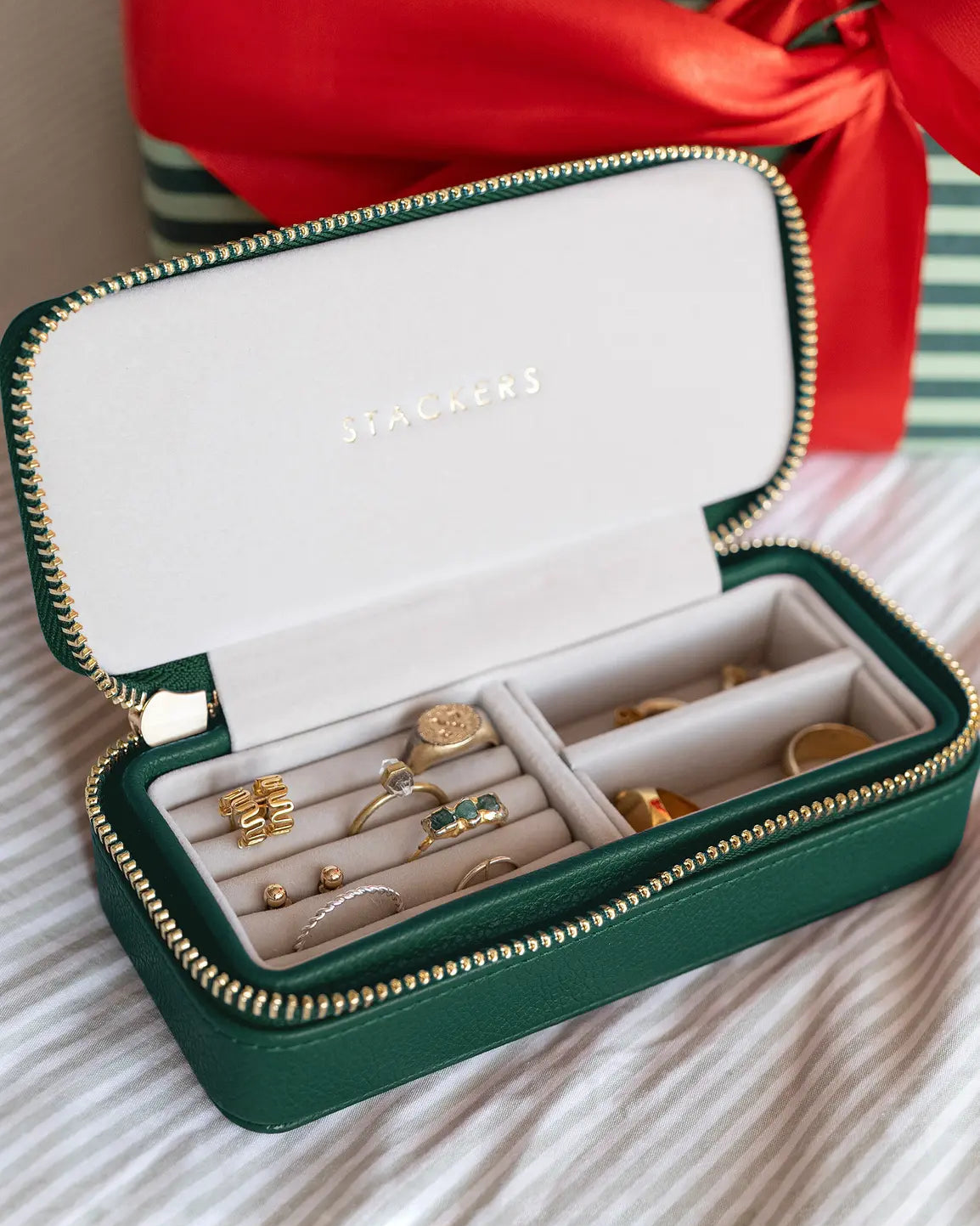 Small Zipped Jewellery Box | Forest Green