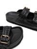 Buckle Sandal | Woven Black & Gold