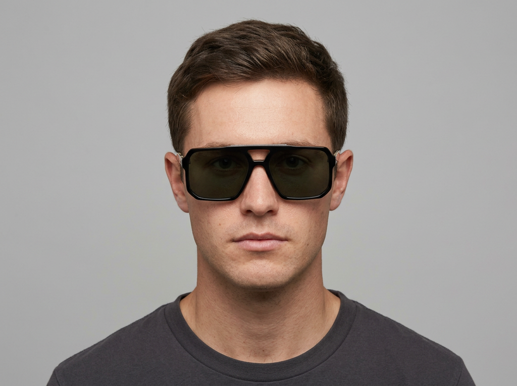 Anchorage Sunglasses | Black with Green Lens
