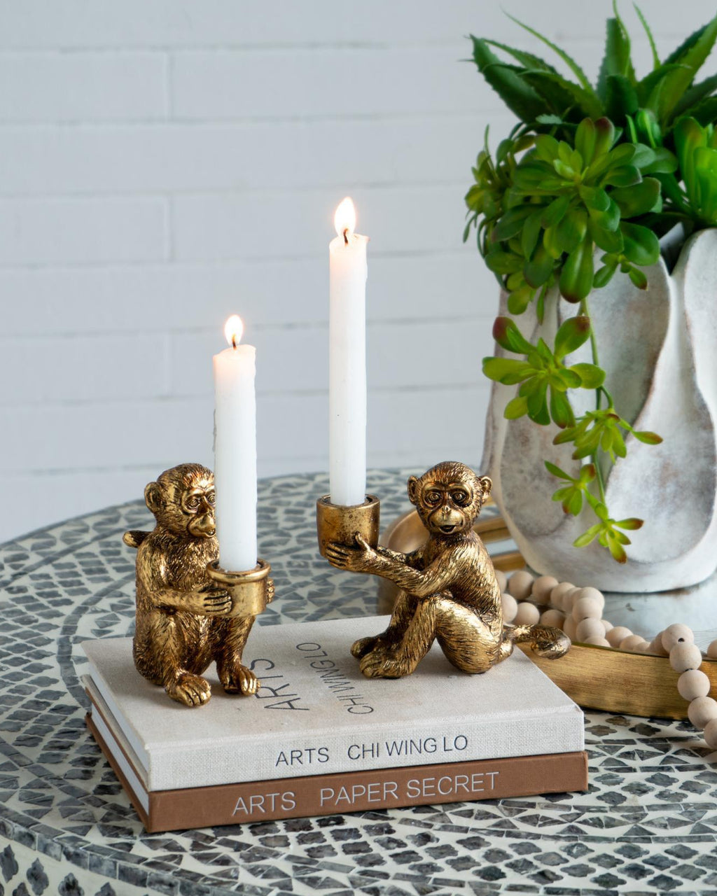 Monkey Taper Candle Holder | Tail Up