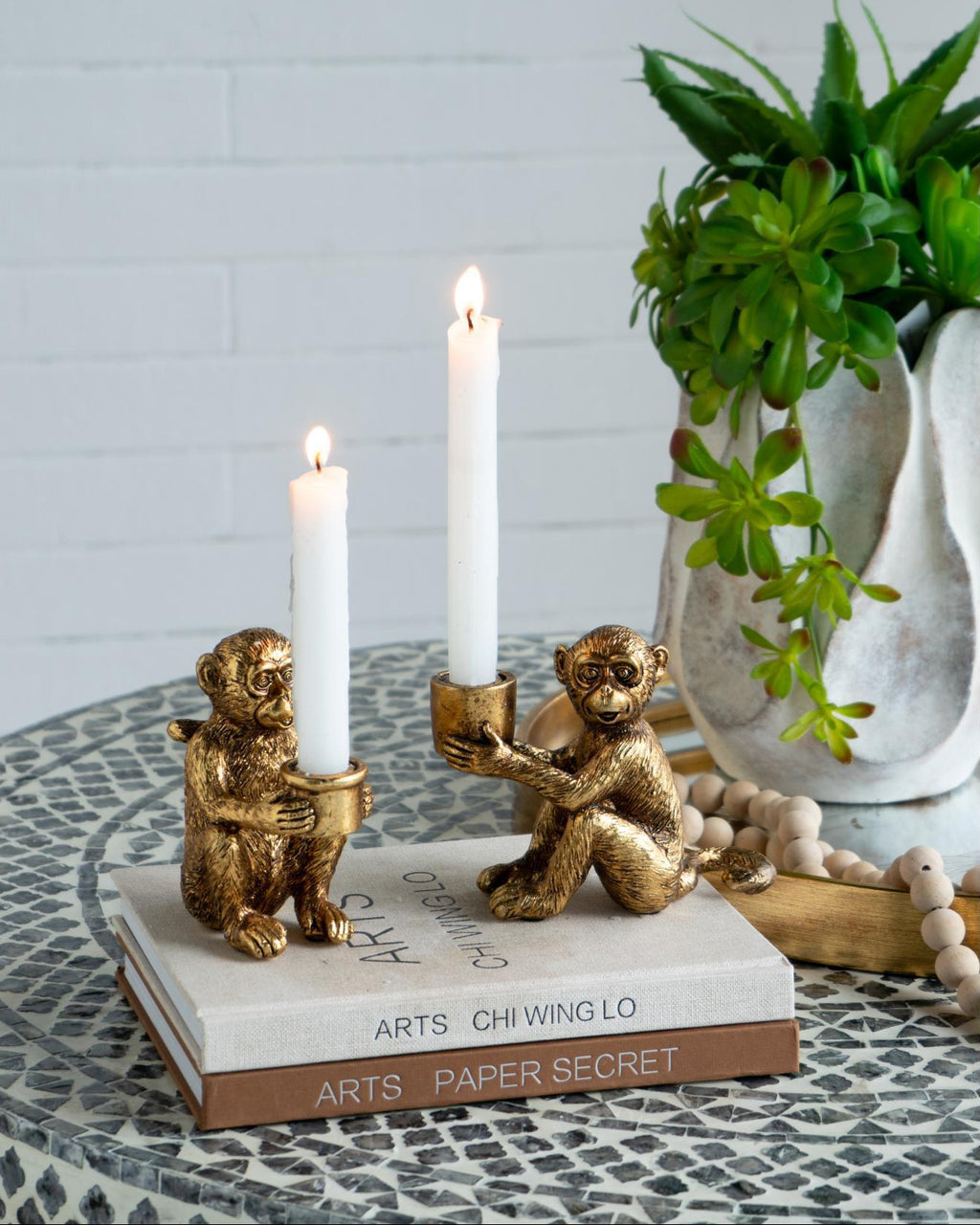 Monkey Taper Candle Holder | Tail Down