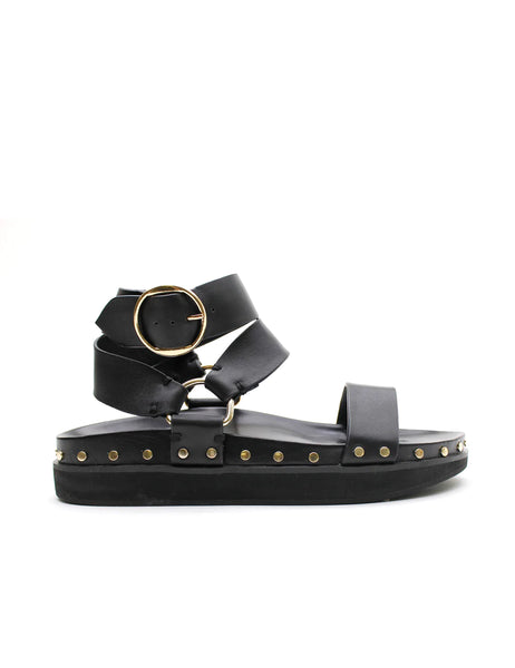 Studded Sandal | Black | Gold