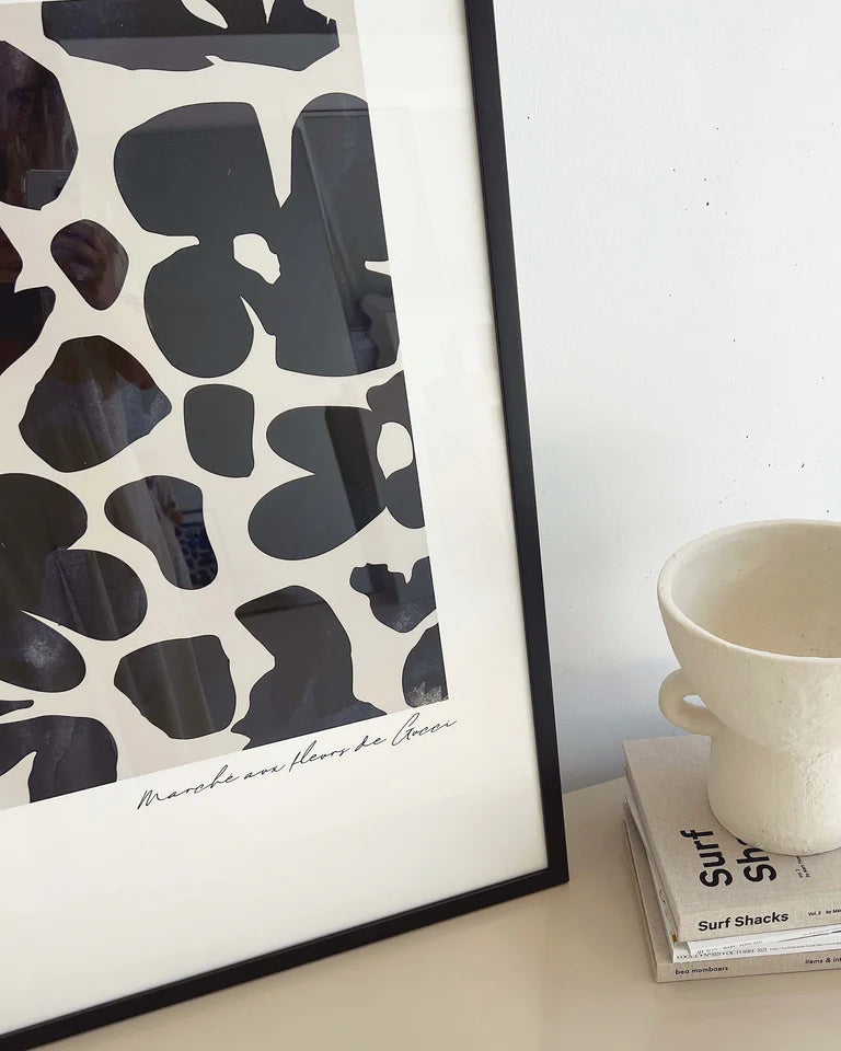 Navy Gucci Flower Market Print | A2 Black Framed