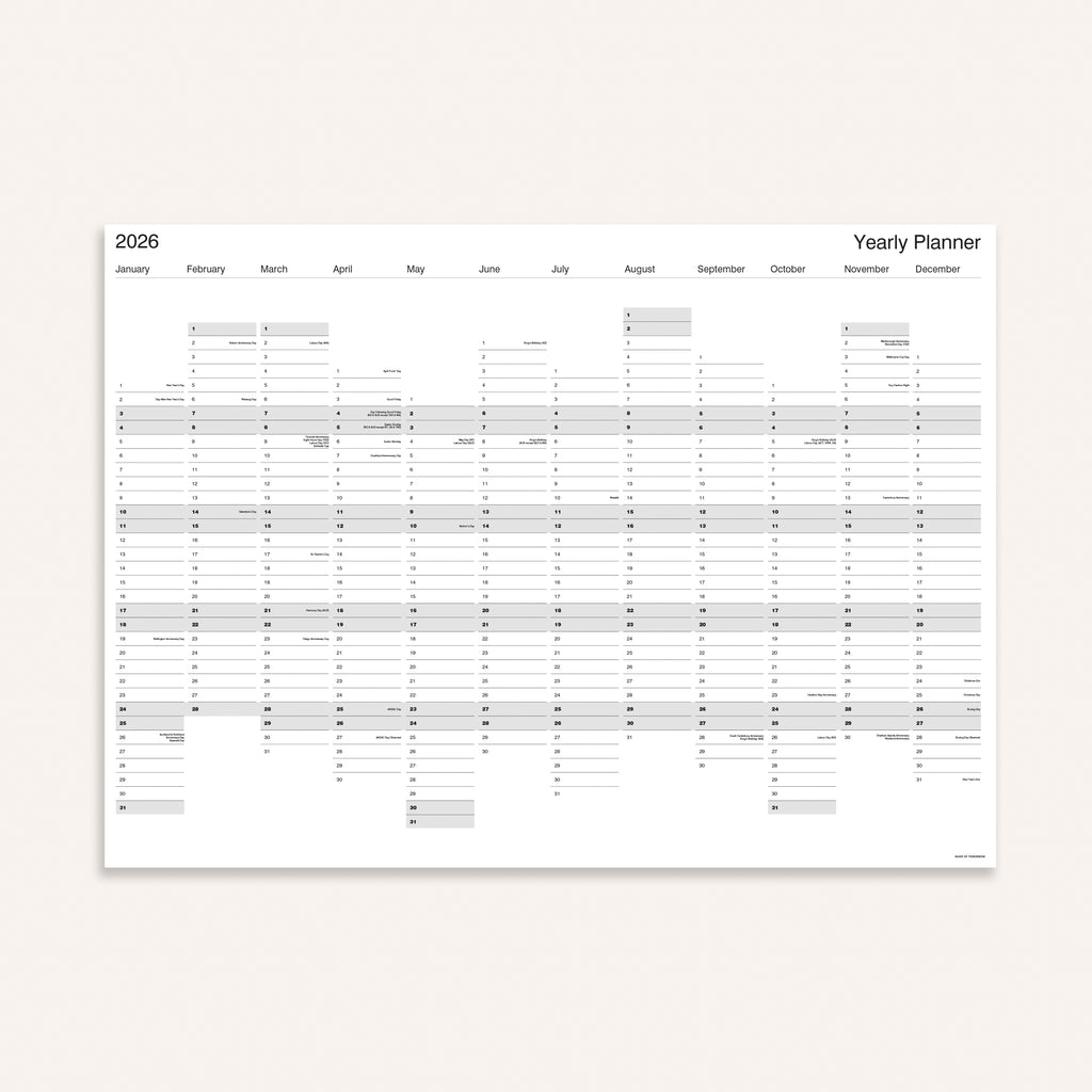 2026 Yearly Wall Planner | A0