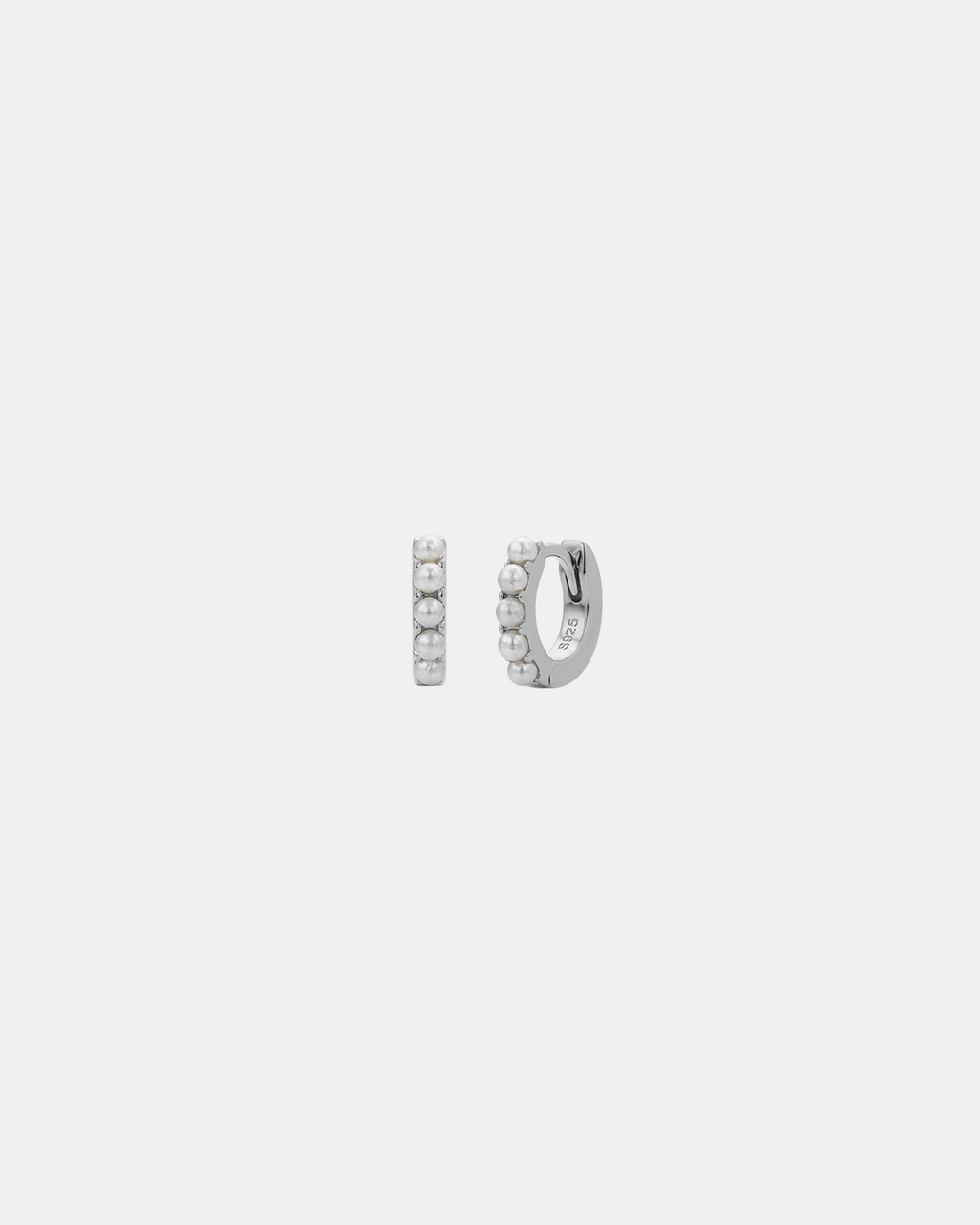 Mini Pearl Huggies | Silver