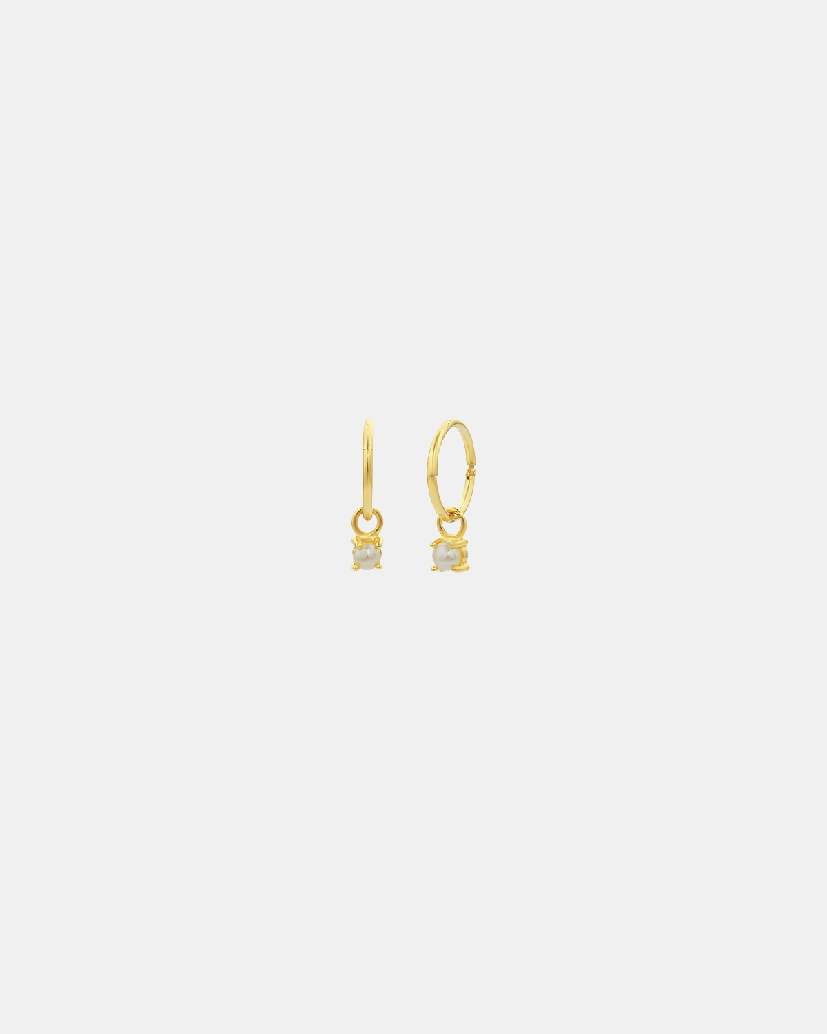 Mini Pearl Huggies | Gold