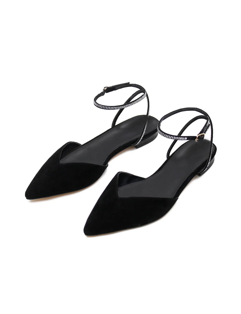 Nora Flat | Black/Crystal