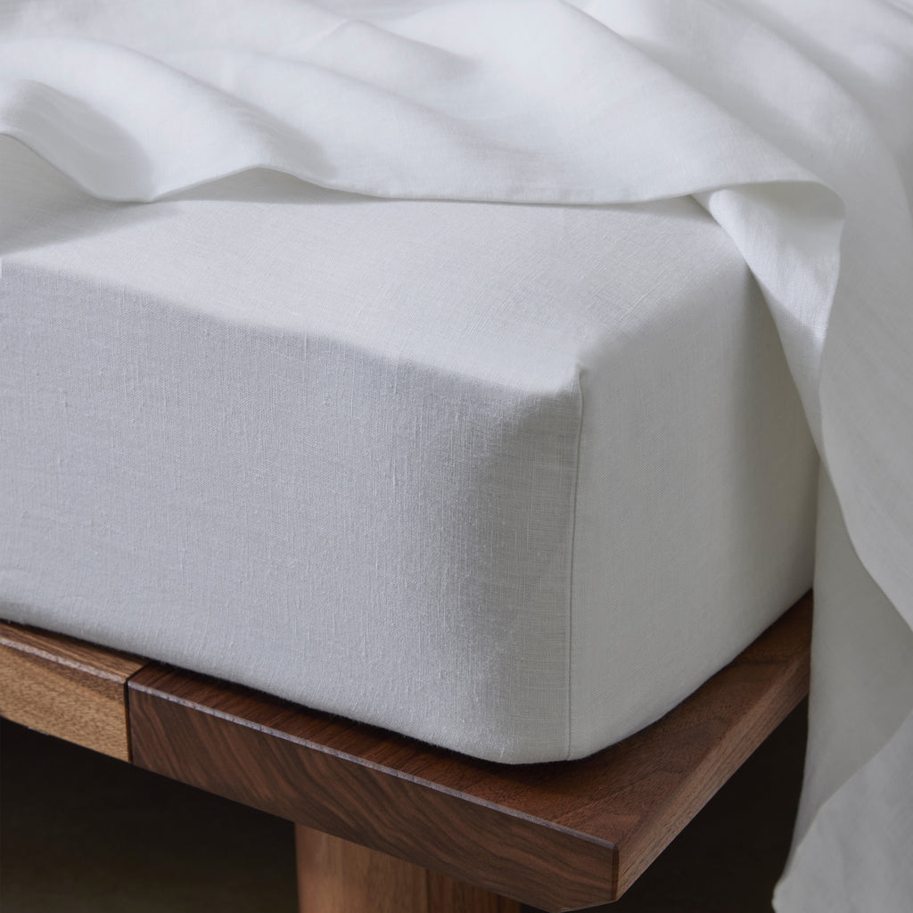 Ravello Linen Fitted Sheet | White | King