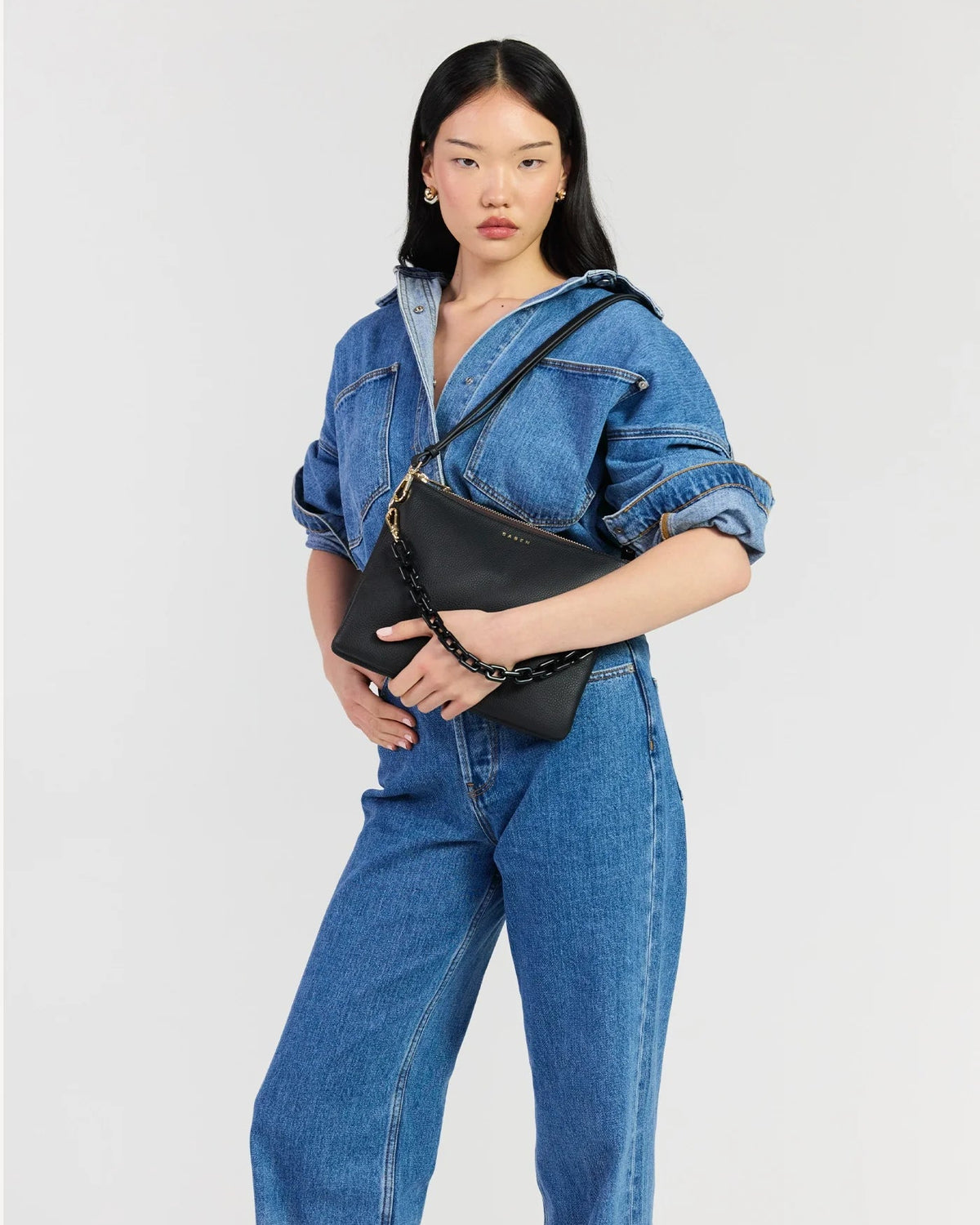 Matilda Crossbody | Black + Tonal Chain