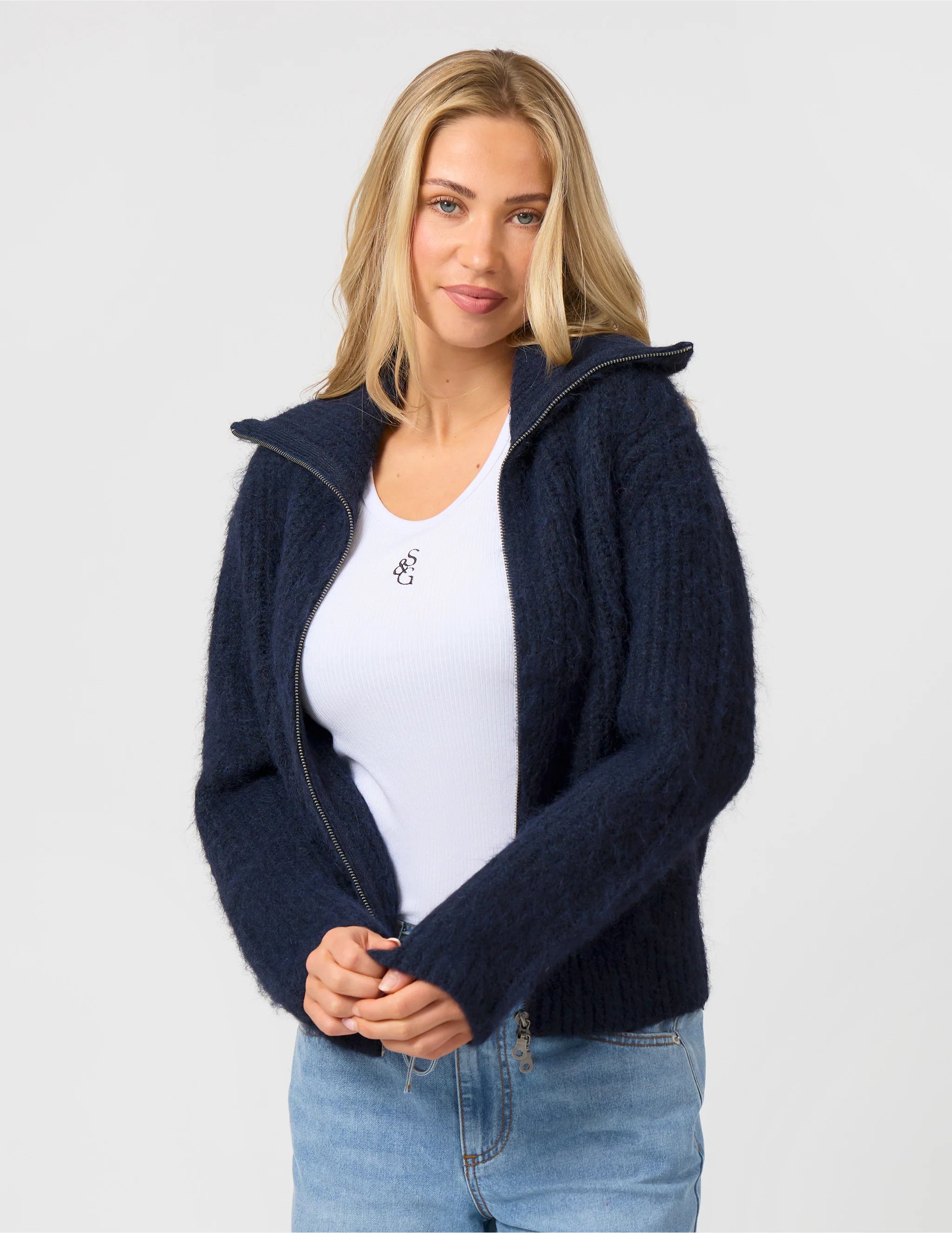 Clarisse Zip Jumper | Navy