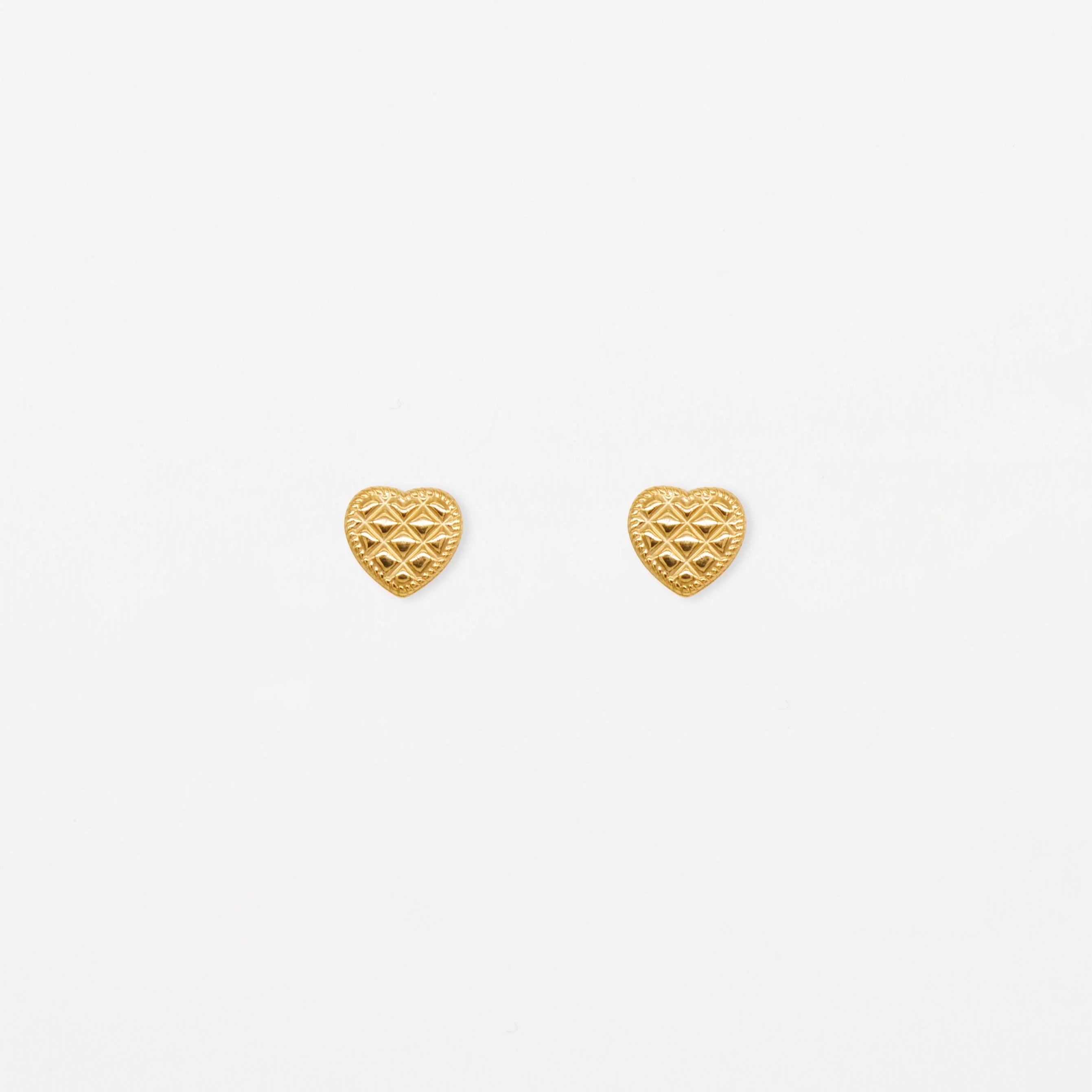 Quilted Heart Stud | Gold
