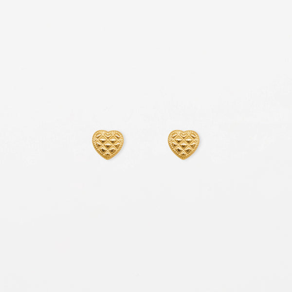 Quilted Heart Stud | Gold
