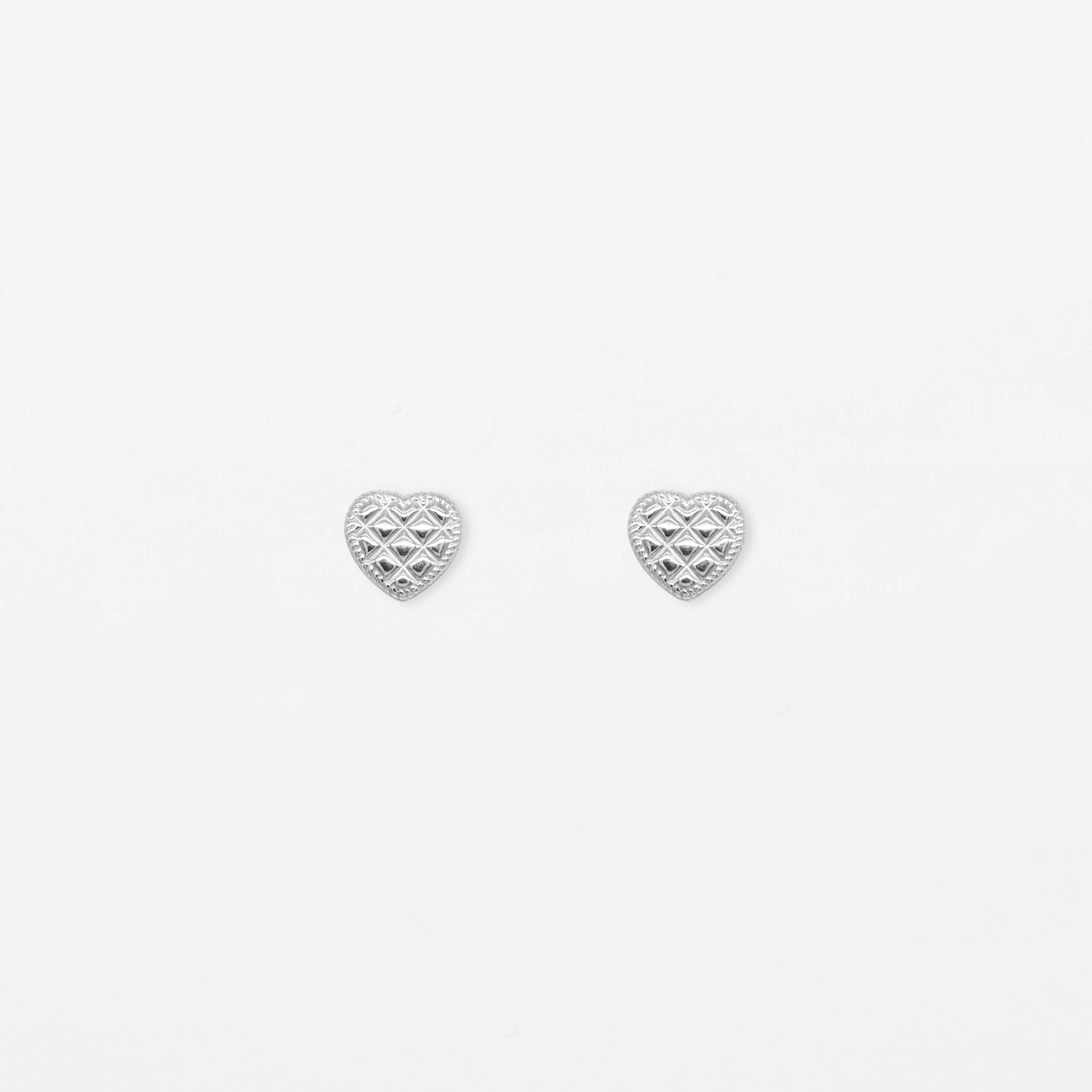 Quilted Heart Stud | Silver