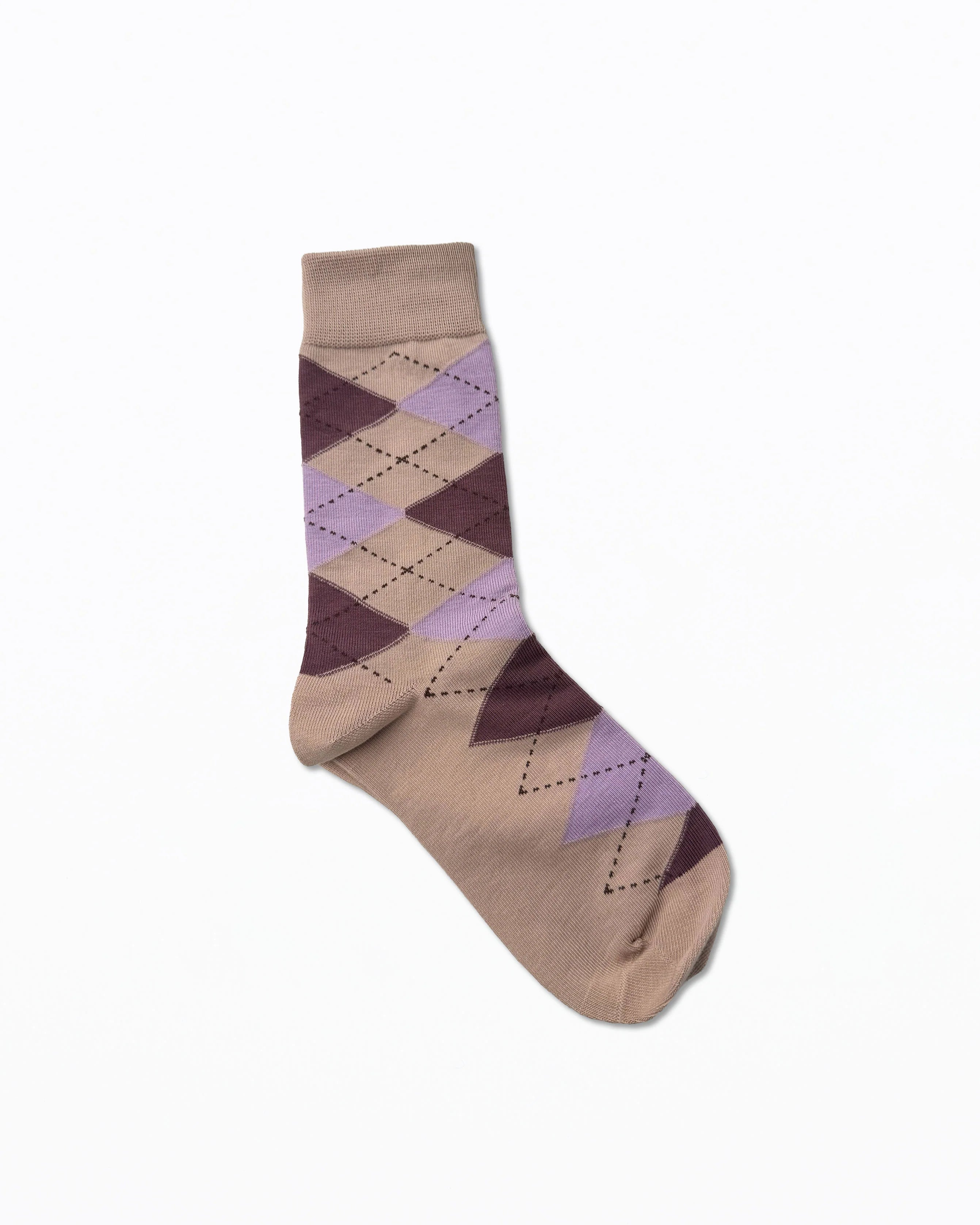 Socks | Tan, Purple & Chocolate Jacqured