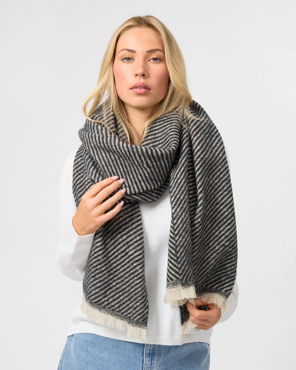 Scarf | Black & Grey Stripe