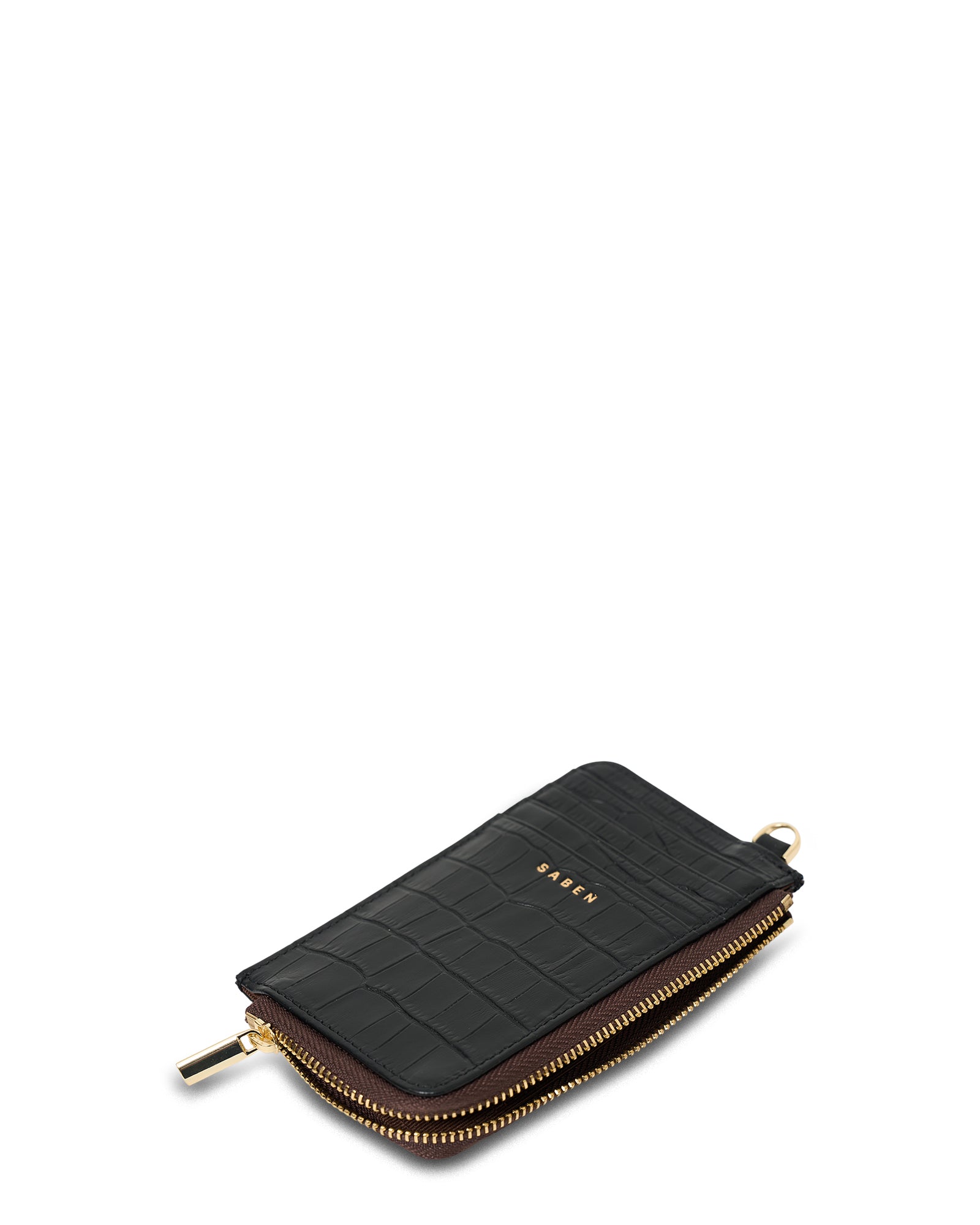 Winona Card Holder | Black Croc