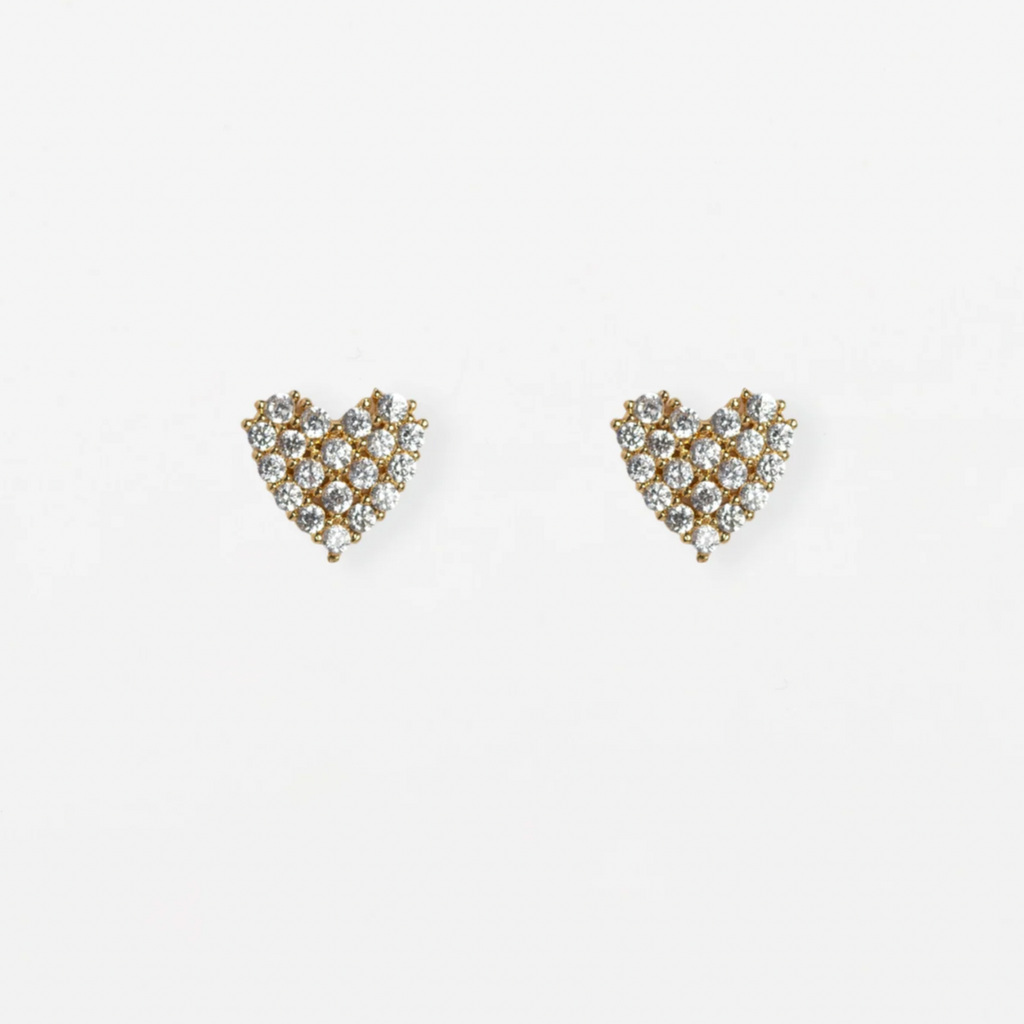 Crystal Heart  Earrings | Gold