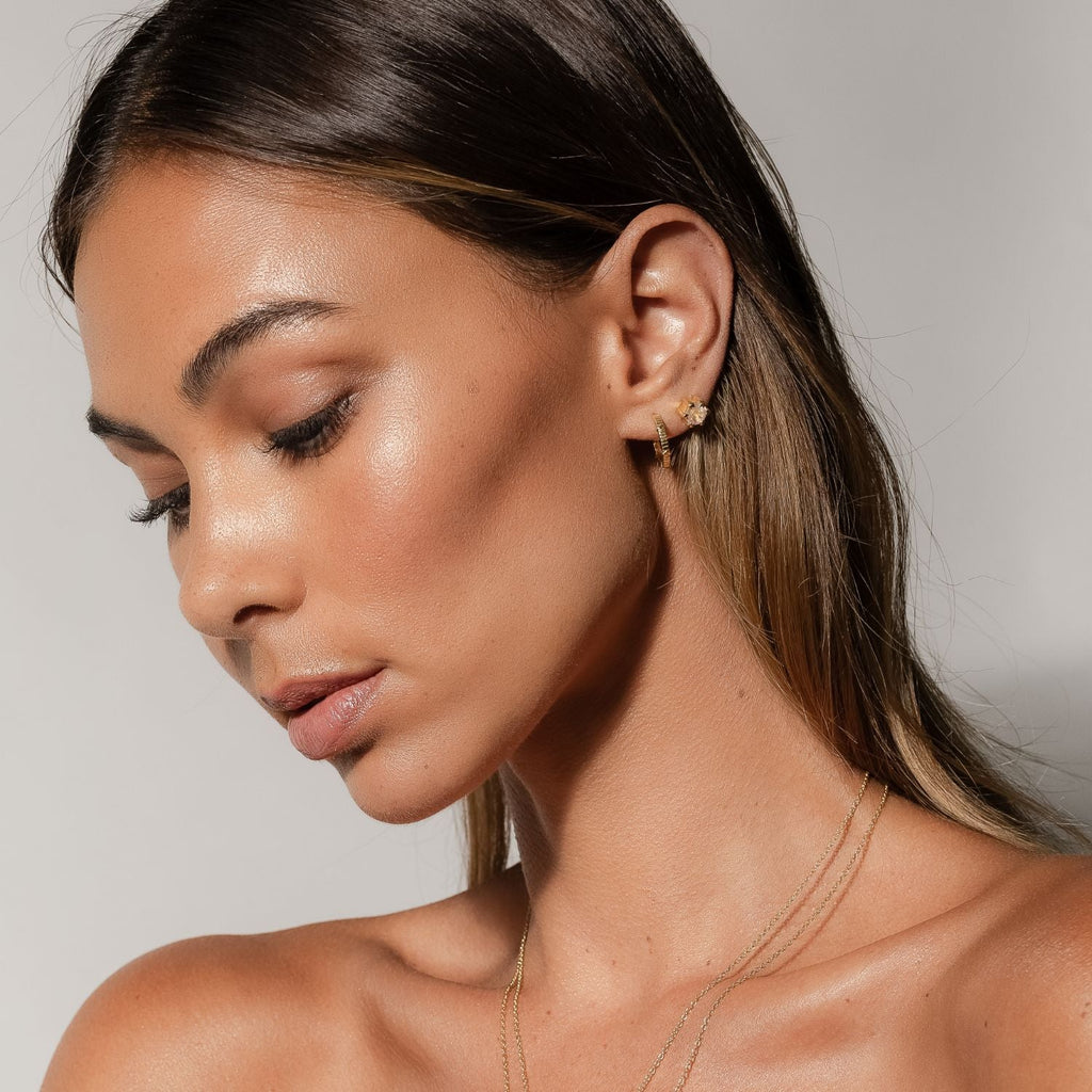 Harmony Stud Earrings | Gold & Rose Quartz