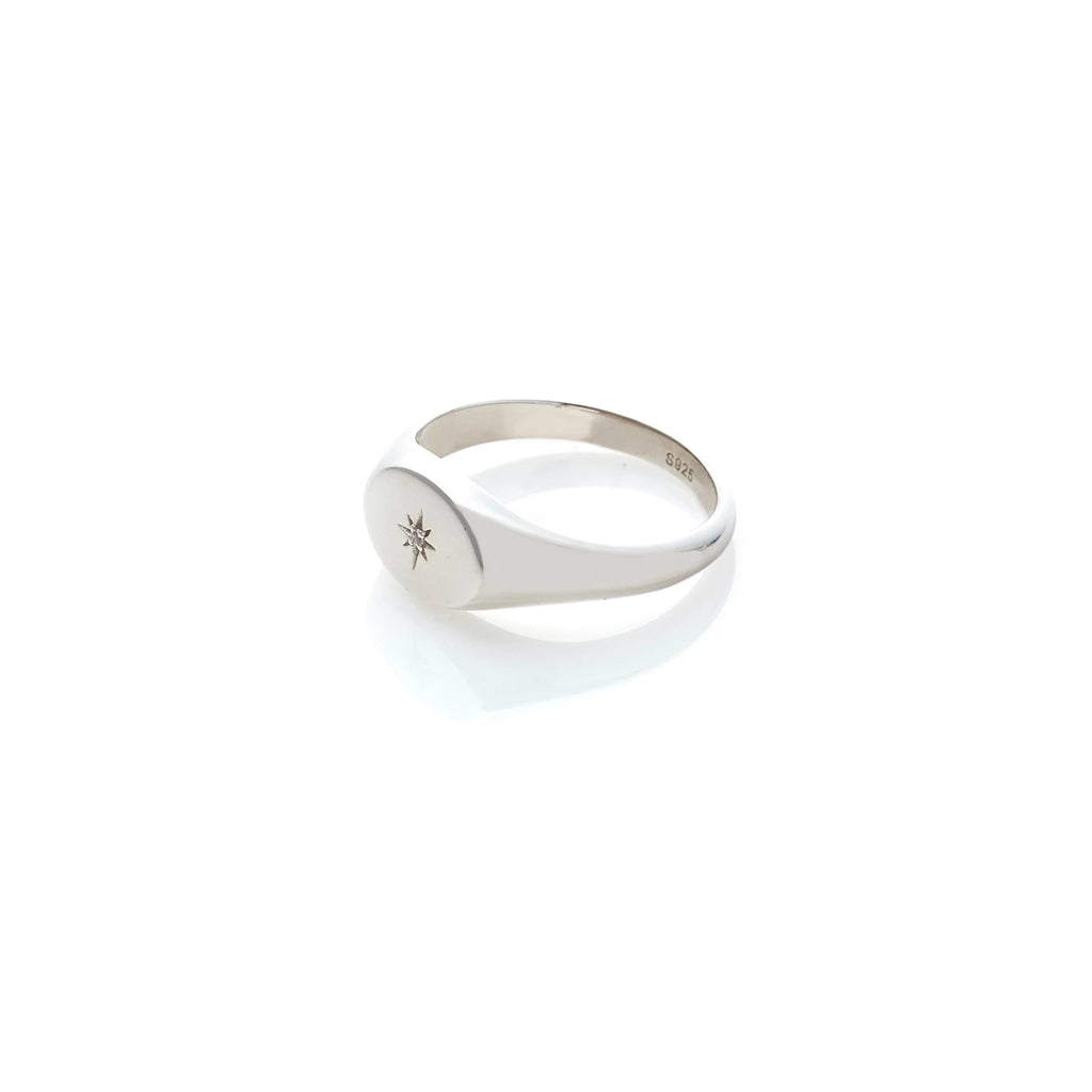Guiding Star Signet Ring | Silver & White Topaz