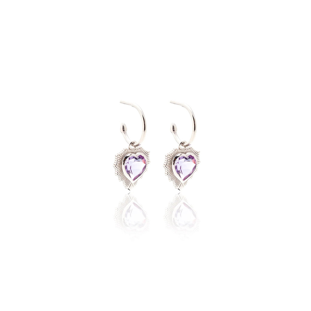Amour Hoops | Amethyst & Silver