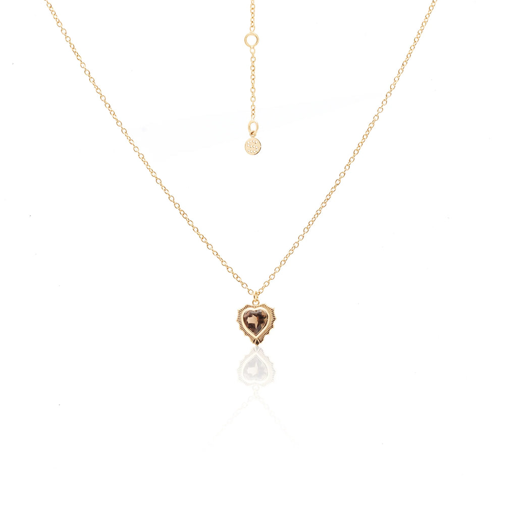 Amour Necklace | Smokey Quartz & Gold