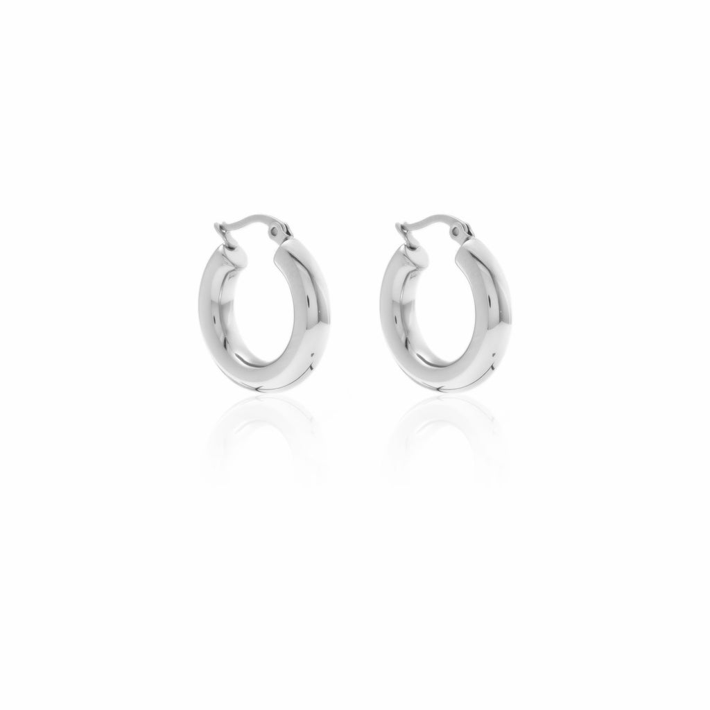 Halo Hoop Earrings | Medium | Silver