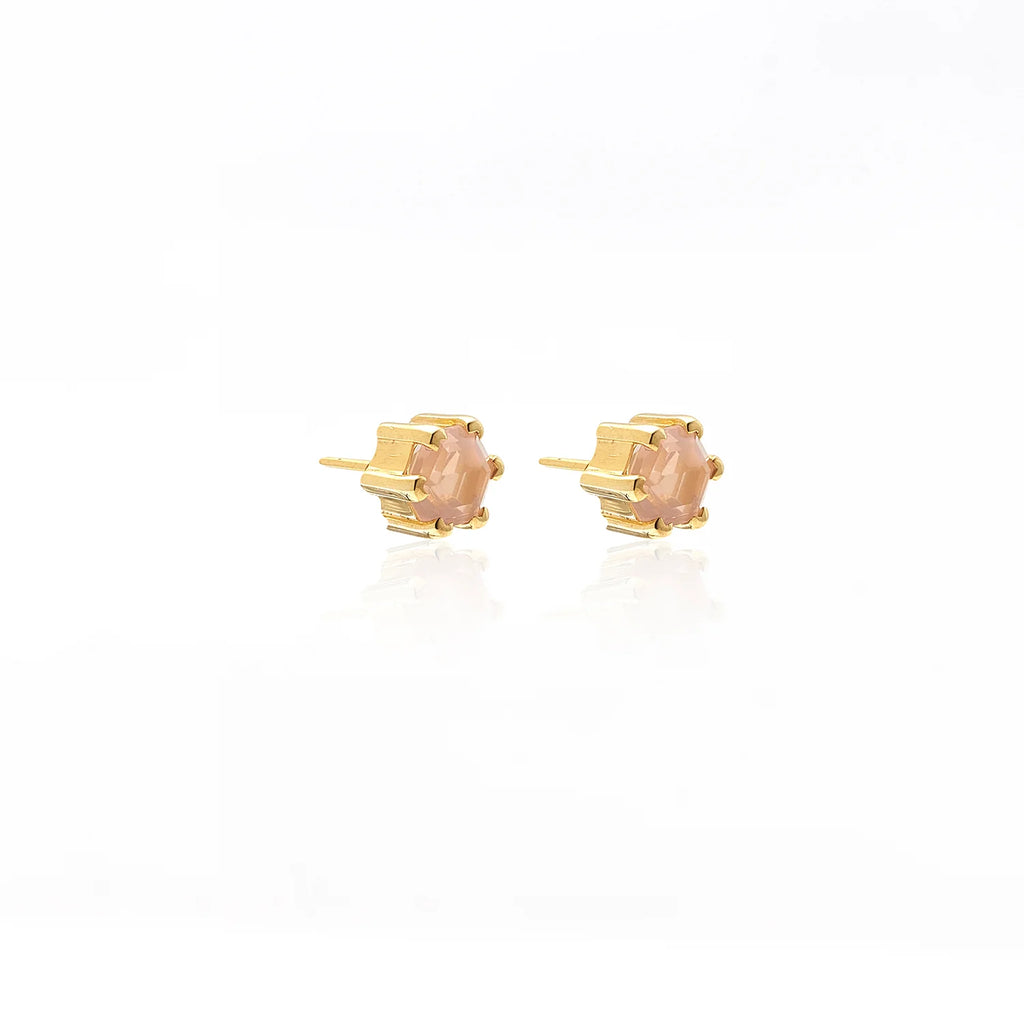 Harmony Stud Earrings | Gold & Rose Quartz