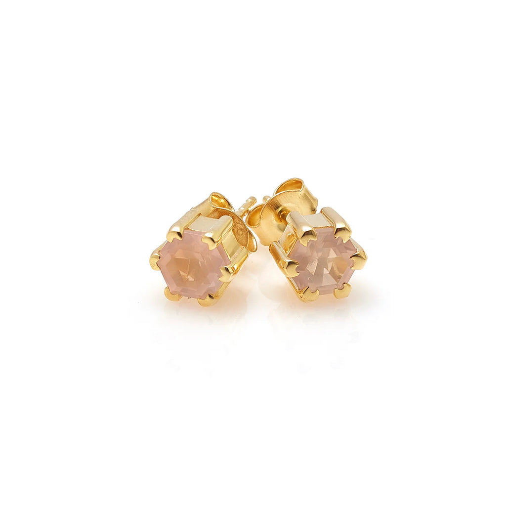 Harmony Stud Earrings | Gold & Rose Quartz