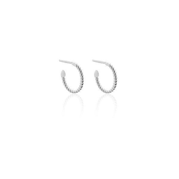 Superfine Mini Rope Hoops | Silver