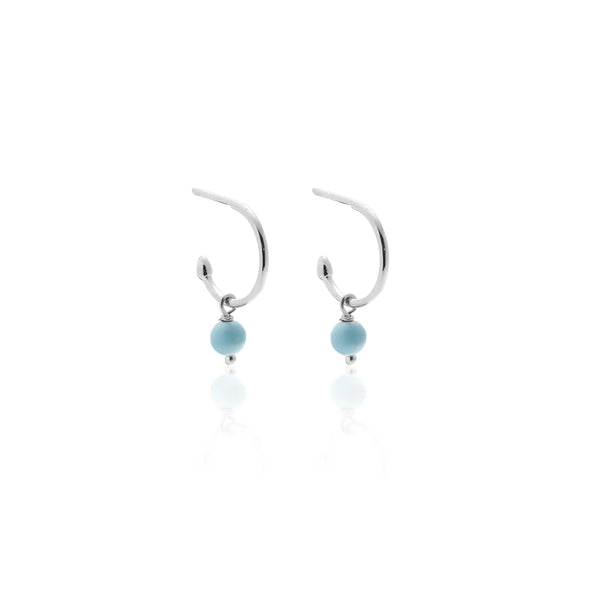 Superfine Mini Turquoise Hoops | Silver