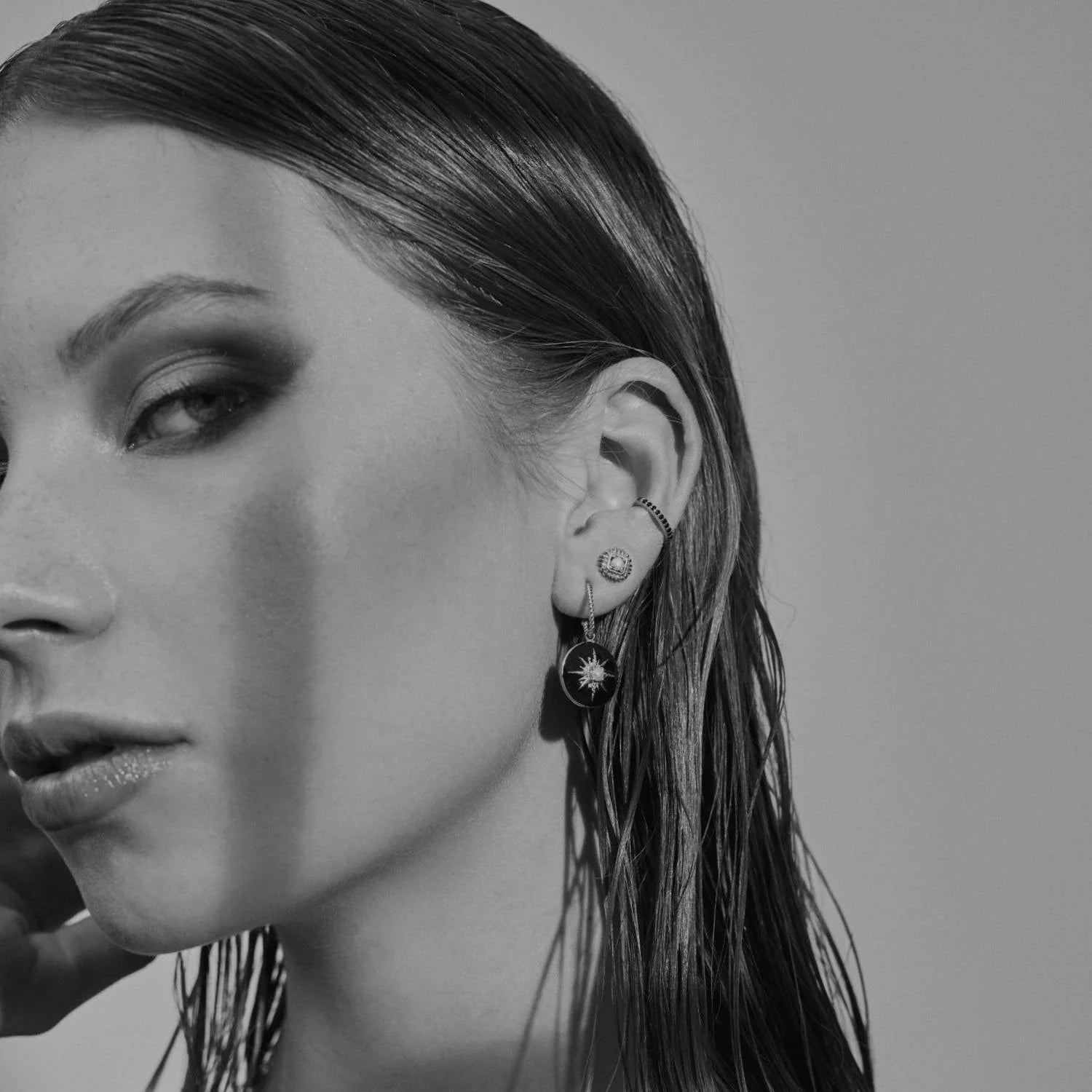 Soiree Ear Cuff | Silver & Black CZ