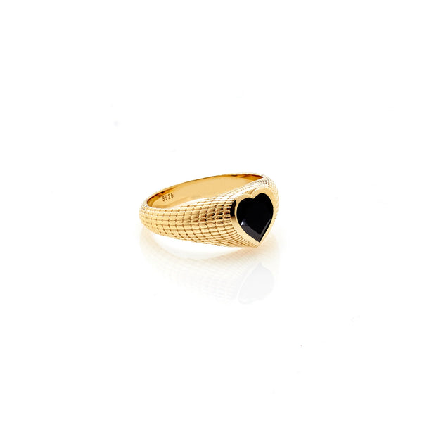 Romantique Signet Ring | Black Spinel & Gold