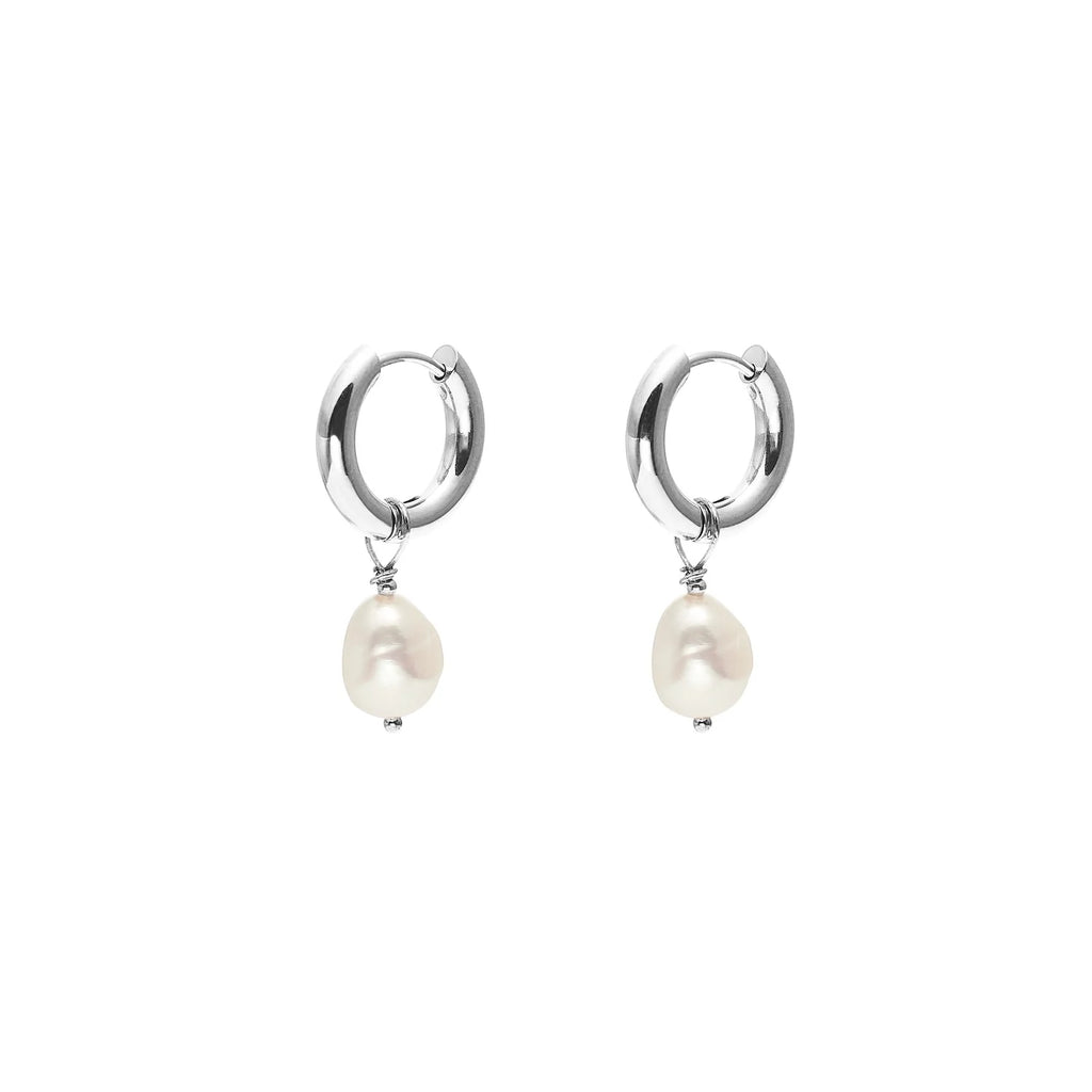 Allure Hoops | Pearl & Silver