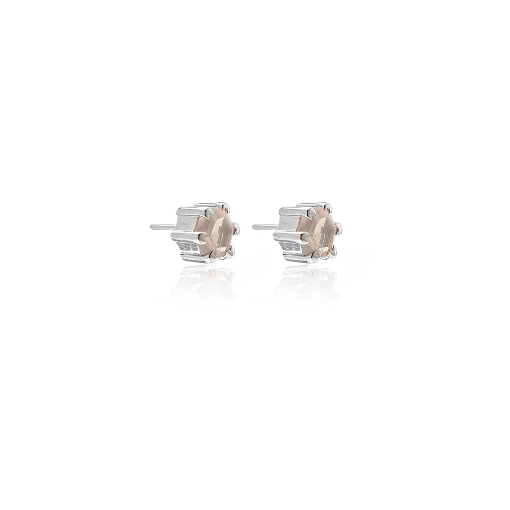 Harmony Stud Earrings | Silver & Rose Quartz