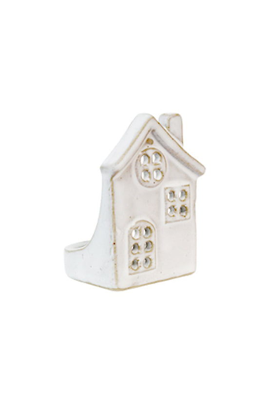 Mini Ceramic House T Light Holder with Slopped Roof