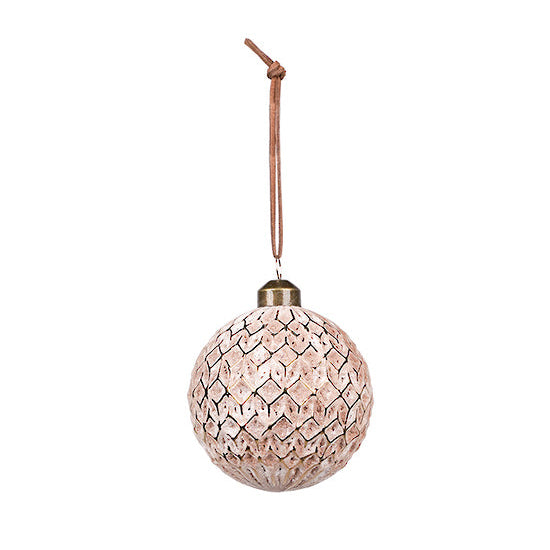 Tessellated Pattern Glass Bauble | Brown/Gold