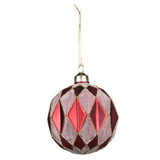 Harlequin Glass Bauble | Claret Red