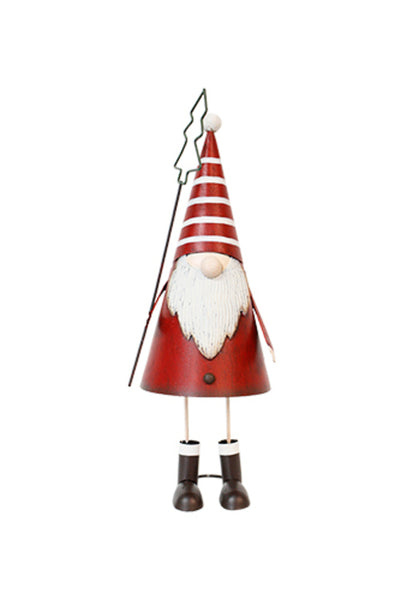 Metal Standing Santa | Stripe Hat