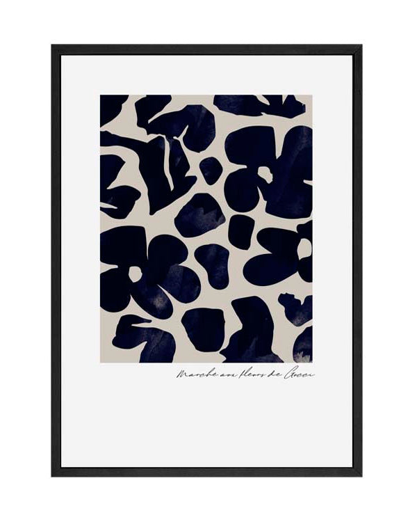 Navy Gucci Flower Market Print | A1 Black Framed