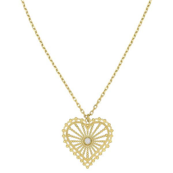 Amor Necklace | 22k Gold Plate | White Zircon
