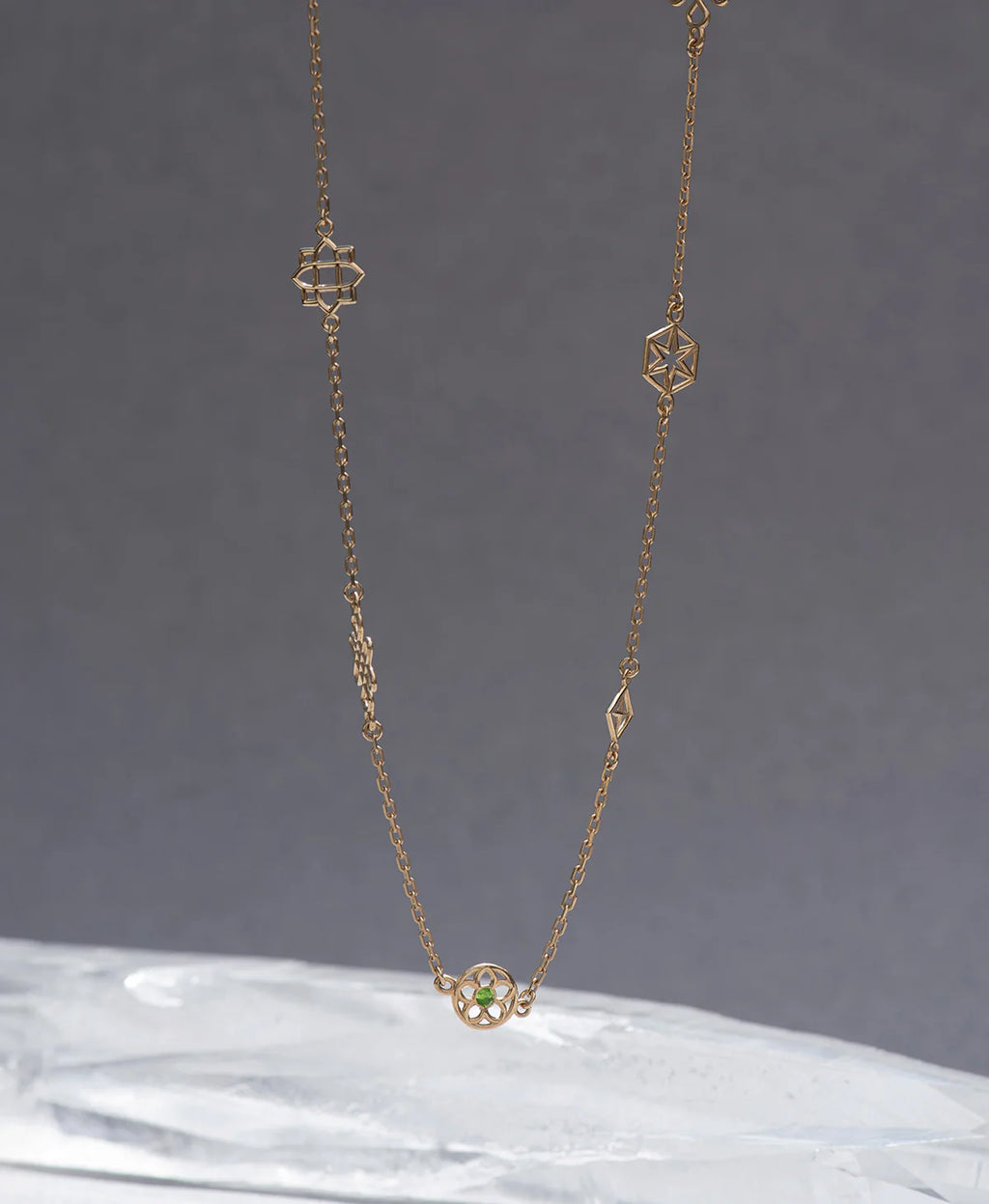 Aura Necklace | 22k Gold Plate & Chrome Diopside