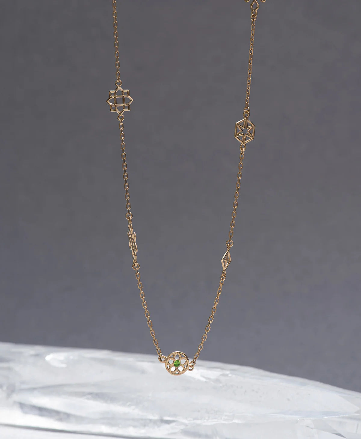 Aura Necklace | 22k Gold Plate & Chrome Diopside