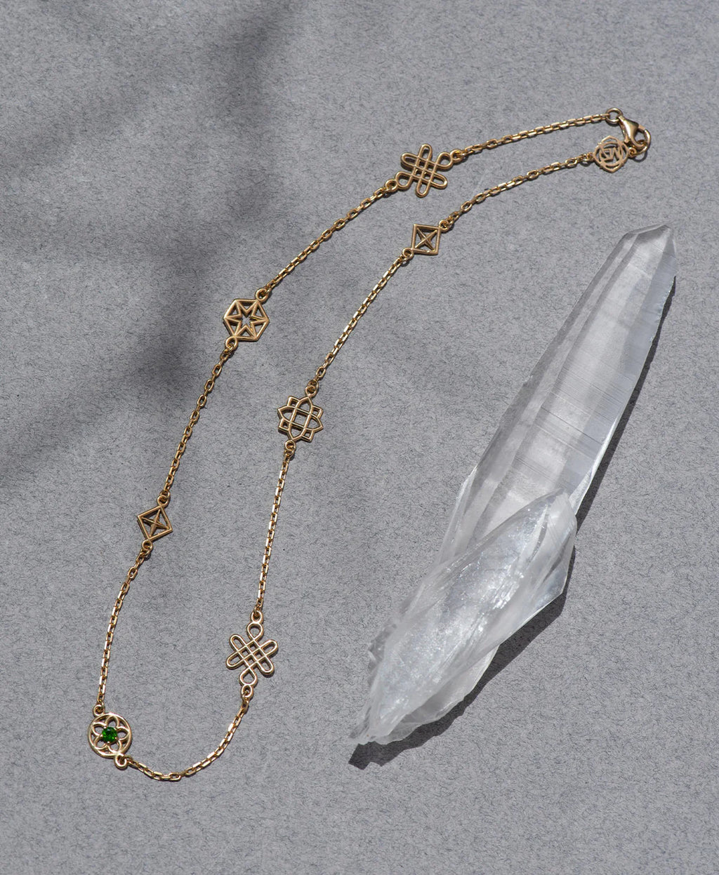 Aura Necklace | 22k Gold Plate & Chrome Diopside