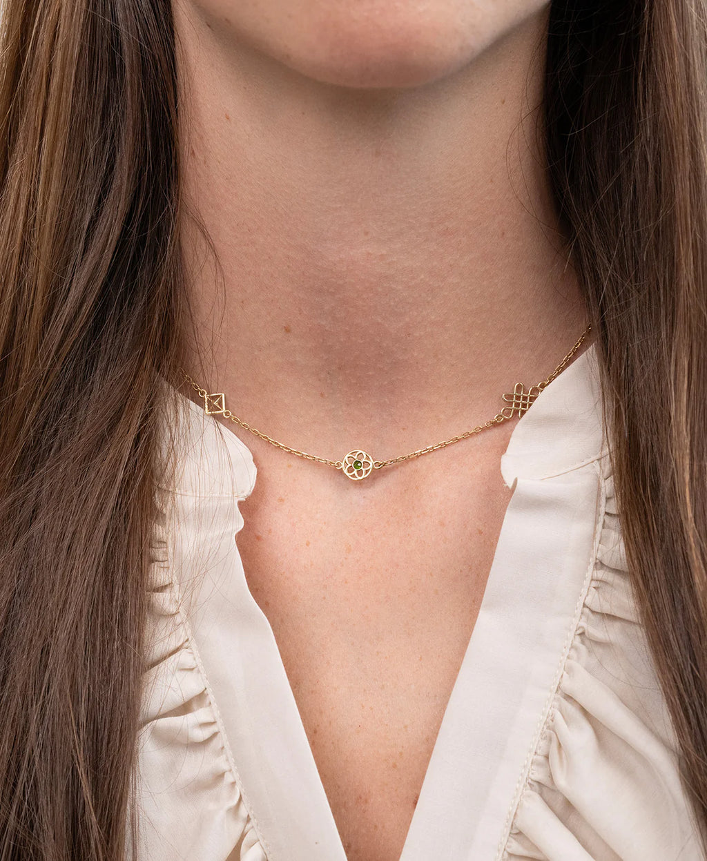 Aura Necklace | 22k Gold Plate & Chrome Diopside